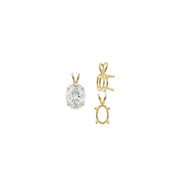 ITI NYC Oval Four Prong Double Wire Pendants in 14K Gold (4.50 x 3.50 mm - 18.00 x 13.00 mm)