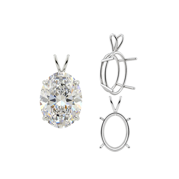 ITI NYC Oval Four Prong Double Wire Pendants in 14K Gold (4.50 x 3.50 mm - 18.00 x 13.00 mm)