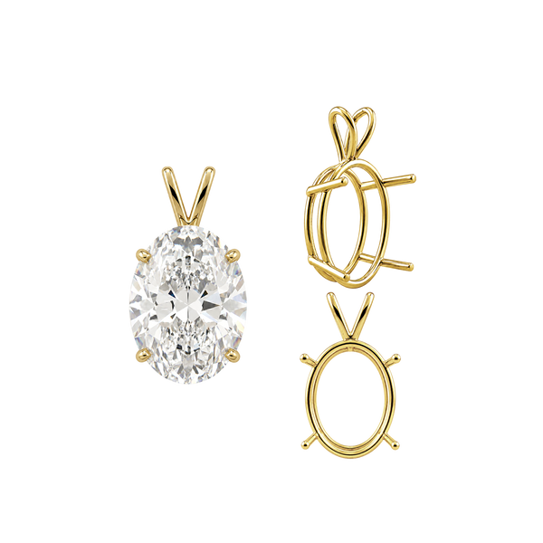 ITI NYC Oval Four Prong Double Wire Pendants in 14K Gold (4.50 x 3.50 mm - 18.00 x 13.00 mm)