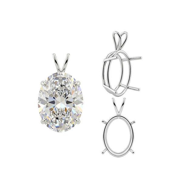 ITI NYC Oval Four Prong Double Wire Pendants in 14K Gold (4.50 x 3.50 mm - 18.00 x 13.00 mm)