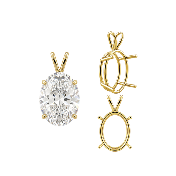 ITI NYC Oval Four Prong Double Wire Pendants in 14K Gold (4.50 x 3.50 mm - 18.00 x 13.00 mm)