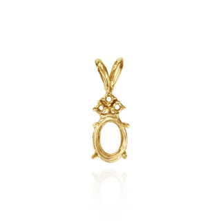 14K Gold ITI NYC Oval Four Prong Double Wire Pendants With 3 Accents in 14K Gold (4.00 x 3.00 mm - 12.00 x 10.00 mm)