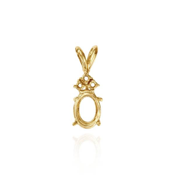 14K Gold ITI NYC Oval Four Prong Double Wire Pendants With 3 Accents in 14K Gold (4.00 x 3.00 mm - 12.00 x 10.00 mm)