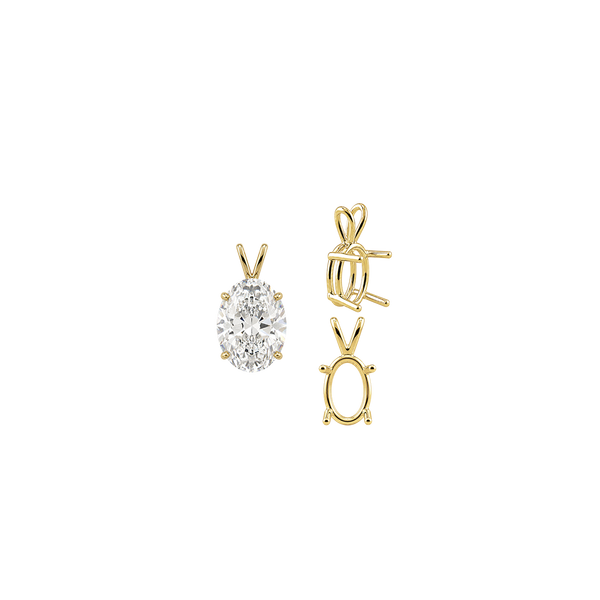 ITI NYC Oval Four Prong Double Wire Pendants in 14K Gold (4.50 x 3.50 mm - 18.00 x 13.00 mm)