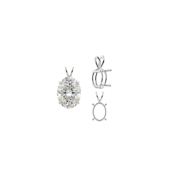 ITI NYC Oval Four Prong Double Wire Pendants in 14K Gold (4.50 x 3.50 mm - 18.00 x 13.00 mm)