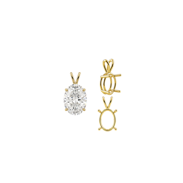 ITI NYC Oval Four Prong Double Wire Pendants in 14K Gold (4.50 x 3.50 mm - 18.00 x 13.00 mm)