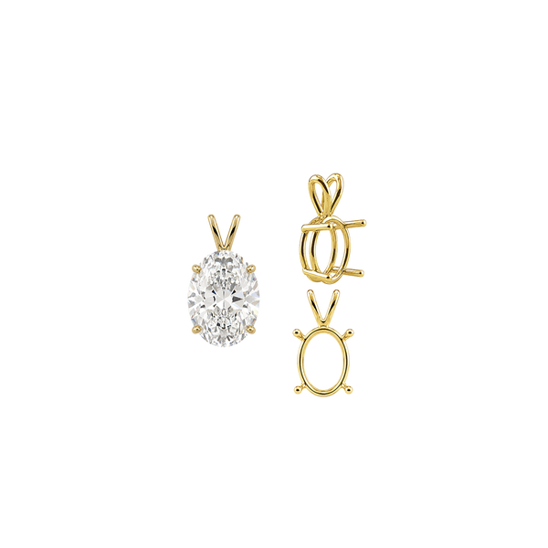 ITI NYC Oval Four Prong Double Wire Pendants in 14K Gold (4.50 x 3.50 mm - 18.00 x 13.00 mm)