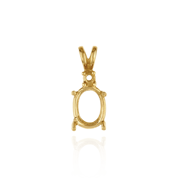 14K Gold ITI NYC Oval Four Prong Double Wire Heavy Pendants With 1 Accent in 14K Gold (4.50 x 3.50 mm - 21.50 x 16.50 mm)