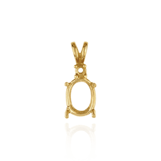 14K Gold ITI NYC Oval Four Prong Double Wire Heavy Pendants With 1 Accent in 14K Gold (4.50 x 3.50 mm - 21.50 x 16.50 mm)