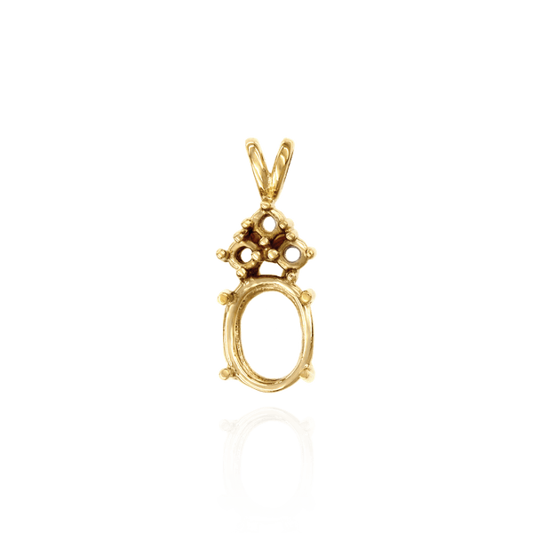 14K Gold ITI NYC Oval Four Prong Double Wire Heavy Pendants With 3 Accents in 14K Gold (4.50 x 3.50 mm - 22.00 x 17.00 mm)