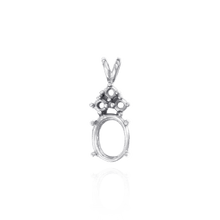 Load image into Gallery viewer, ITI NYC Oval Four Prong Double Wire Heavy Pendants With 3 Accents in 14K Gold (4.50 x 3.50 mm - 22.00 x 17.00 mm)
