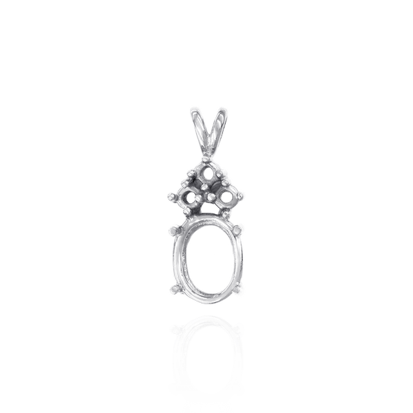 ITI NYC Oval Four Prong Double Wire Heavy Pendants With 3 Accents in 14K Gold (4.50 x 3.50 mm - 22.00 x 17.00 mm)