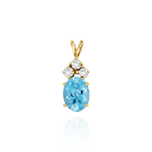 Load image into Gallery viewer, 14K Gold ITI NYC Oval Four Prong Double Wire Heavy Pendants With 3 Accents in 14K Gold (4.50 x 3.50 mm - 22.00 x 17.00 mm)
