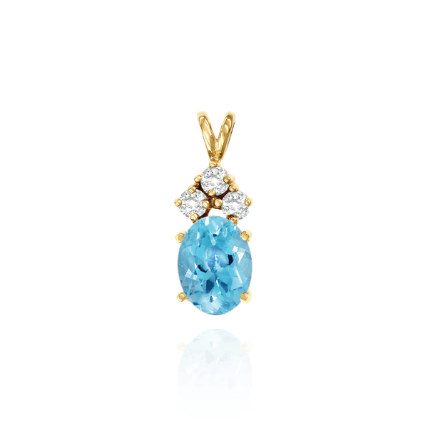 14K Gold ITI NYC Oval Four Prong Double Wire Heavy Pendants With 3 Accents in 14K Gold (4.50 x 3.50 mm - 22.00 x 17.00 mm)