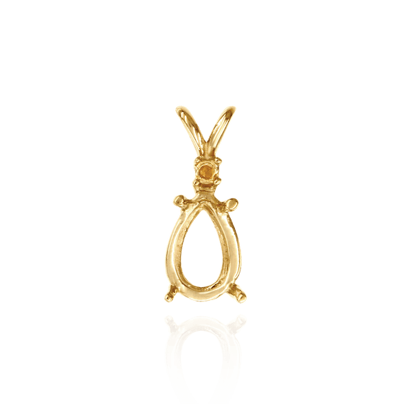 ITI NYC Pear Shape Four Prong Double Wire Pendants With 1 Accent in 14K Gold (5.00 x 3.00 mm - 10.00 x 7.00 mm)