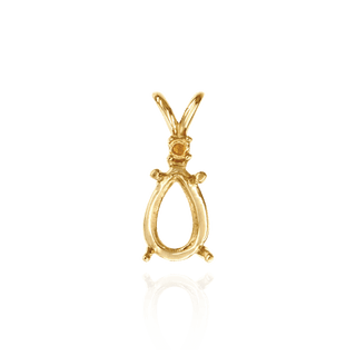 ITI NYC Pear Shape Four Prong Double Wire Pendants With 1 Accent in 14K Gold (5.00 x 3.00 mm - 10.00 x 7.00 mm)