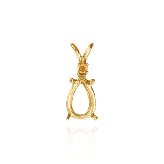 14K Gold ITI NYC Pear Shape Four Prong Double Wire Pendants With 1 Accent in 14K Gold (5.00 x 3.00 mm - 10.00 x 7.00 mm)
