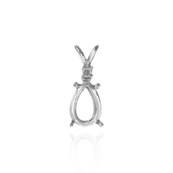 ITI NYC Pear Shape Four Prong Double Wire Pendants With 1 Accent in 14K Gold (5.00 x 3.00 mm - 10.00 x 7.00 mm)