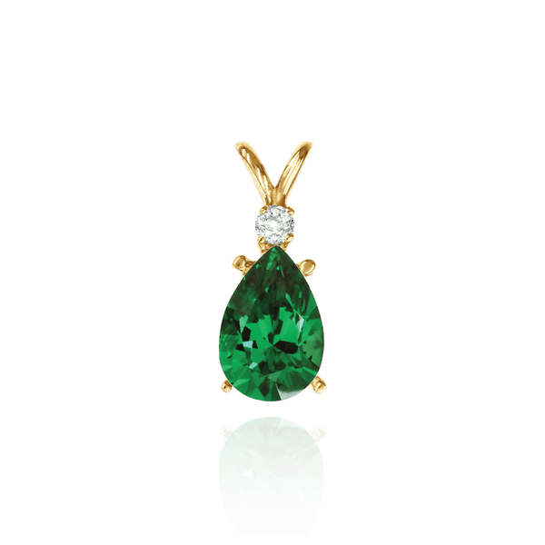 ITI NYC Pear Shape Four Prong Double Wire Pendants With 1 Accent in 14K Gold (5.00 x 3.00 mm - 10.00 x 7.00 mm)