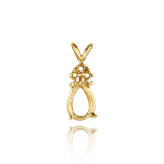 ITI NYC Pear Shape Four Prong Double Wire Pendants With 3 Accents in 14K Gold (6.00 x 4.00 mm - 16.00 x 12.00 mm)