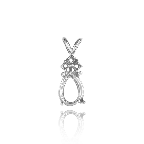 ITI NYC Pear Shape Four Prong Double Wire Pendants With 3 Accents in 14K Gold (6.00 x 4.00 mm - 16.00 x 12.00 mm)