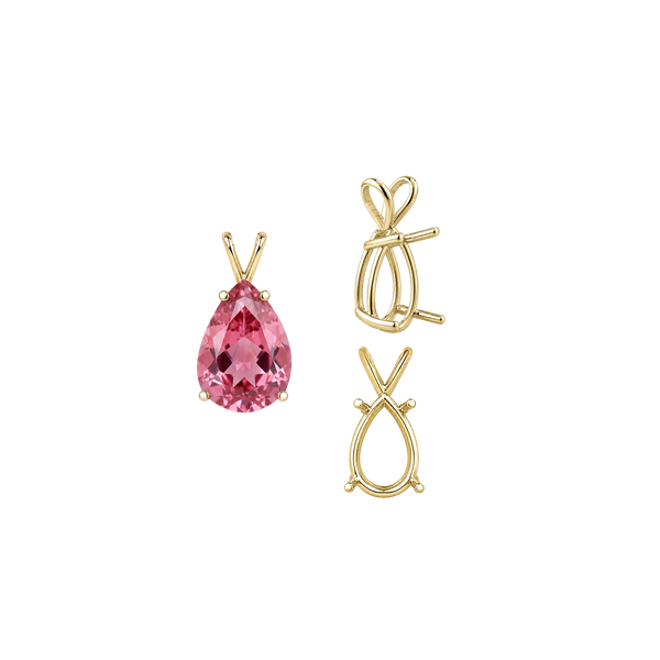 ITI NYC Pear Shape Four Prong Double Wire Pendants in 14K Gold (4.50 x 2.75 mm - 24.00 x 16.00 mm)