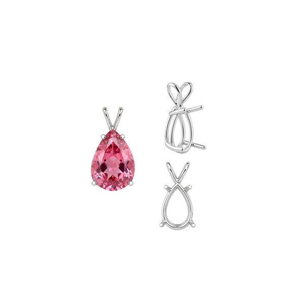 ITI NYC Pear Shape Four Prong Double Wire Pendants in Sterling Silver (5.00 x 3.00 mm - 24.00 x 16.00 mm)