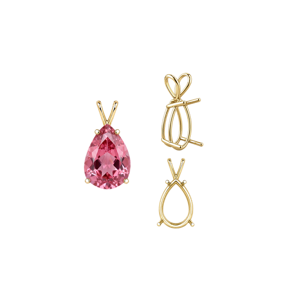 ITI NYC Pear Shape Four Prong Double Wire Pendants in 14K Gold (4.50 x 2.75 mm - 24.00 x 16.00 mm)