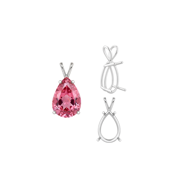 ITI NYC Pear Shape Four Prong Double Wire Pendants in Sterling Silver (5.00 x 3.00 mm - 24.00 x 16.00 mm)