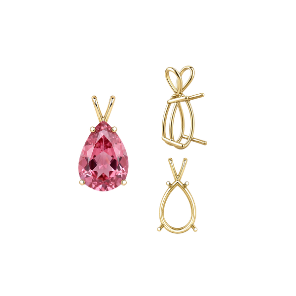 ITI NYC Pear Shape Four Prong Double Wire Pendants in 14K Gold (4.50 x 2.75 mm - 24.00 x 16.00 mm)