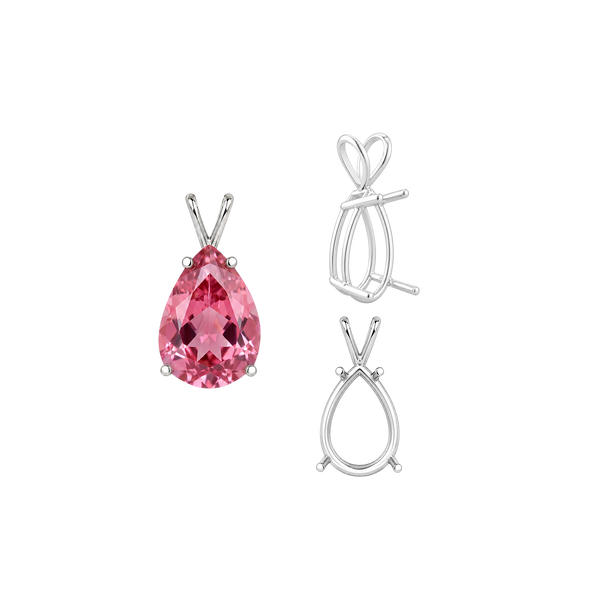 ITI NYC Pear Shape Four Prong Double Wire Pendants in Sterling Silver (5.00 x 3.00 mm - 24.00 x 16.00 mm)