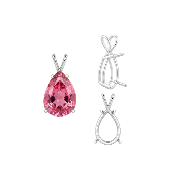 ITI NYC Pear Shape Four Prong Double Wire Pendants in Sterling Silver (5.00 x 3.00 mm - 24.00 x 16.00 mm)