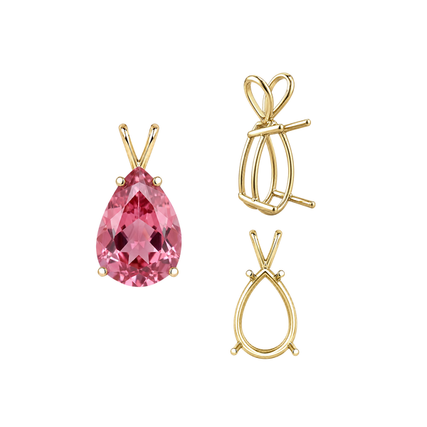 ITI NYC Pear Shape Four Prong Double Wire Pendants in 14K Gold (4.50 x 2.75 mm - 24.00 x 16.00 mm)