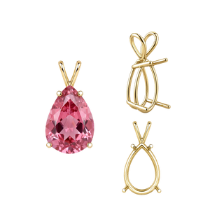 ITI NYC Pear Shape Four Prong Double Wire Pendants in 14K Gold (4.50 x 2.75 mm - 24.00 x 16.00 mm)
