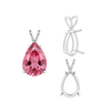 ITI NYC Pear Shape Four Prong Double Wire Pendants in Sterling Silver (5.00 x 3.00 mm - 24.00 x 16.00 mm)