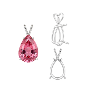 ITI NYC Pear Shape Four Prong Double Wire Pendants in Sterling Silver (5.00 x 3.00 mm - 24.00 x 16.00 mm)