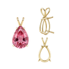ITI NYC Pear Shape Four Prong Double Wire Pendants in 14K Gold (4.50 x 2.75 mm - 24.00 x 16.00 mm)