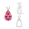 ITI NYC Pear Shape Four Prong Double Wire Pendants in Sterling Silver (5.00 x 3.00 mm - 24.00 x 16.00 mm)