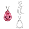 ITI NYC Pear Shape Four Prong Double Wire Pendants in Sterling Silver (5.00 x 3.00 mm - 24.00 x 16.00 mm)