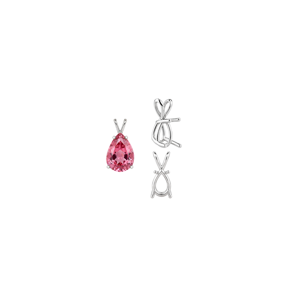 ITI NYC Pear Shape Four Prong Double Wire Pendants in Sterling Silver (5.00 x 3.00 mm - 24.00 x 16.00 mm)