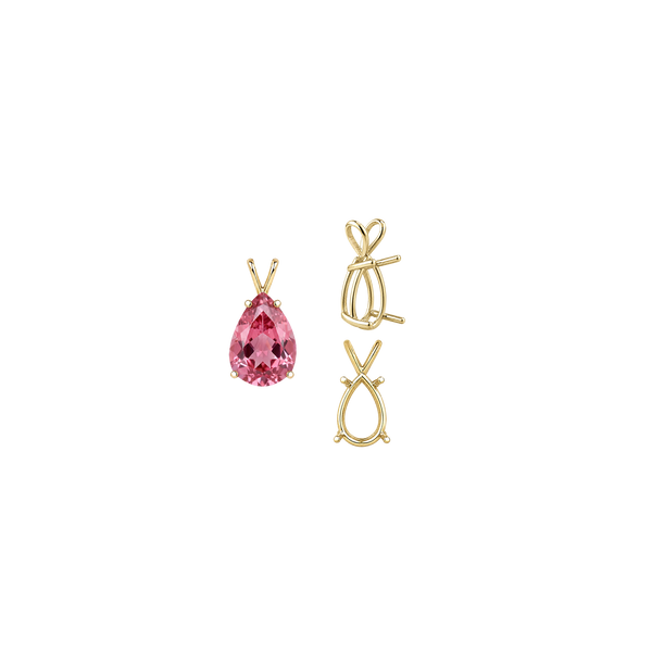 ITI NYC Pear Shape Four Prong Double Wire Pendants in 14K Gold (4.50 x 2.75 mm - 24.00 x 16.00 mm)