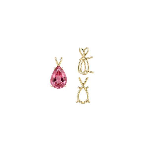 ITI NYC Pear Shape Four Prong Double Wire Pendants in 14K Gold (4.50 x 2.75 mm - 24.00 x 16.00 mm)