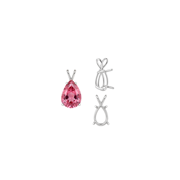 ITI NYC Pear Shape Four Prong Double Wire Pendants in Sterling Silver (5.00 x 3.00 mm - 24.00 x 16.00 mm)