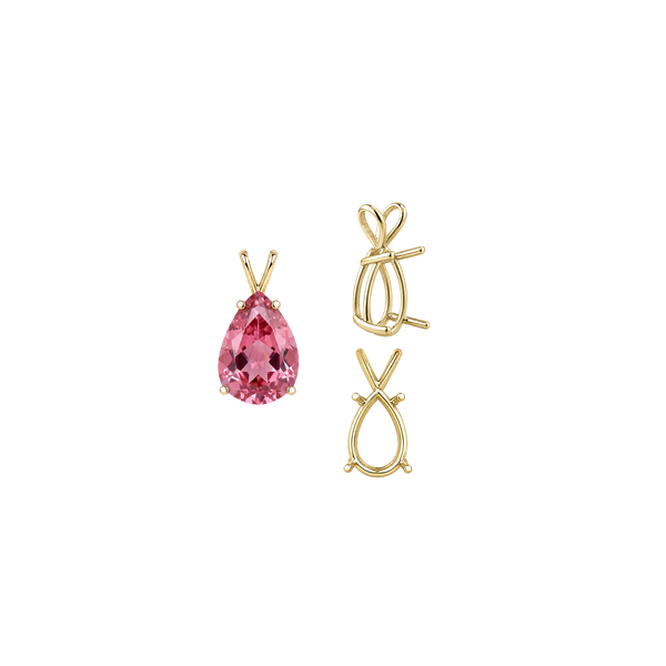 ITI NYC Pear Shape Four Prong Double Wire Pendants in 14K Gold (4.50 x 2.75 mm - 24.00 x 16.00 mm)