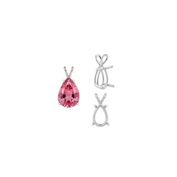 ITI NYC Pear Shape Four Prong Double Wire Pendants in Sterling Silver (5.00 x 3.00 mm - 24.00 x 16.00 mm)