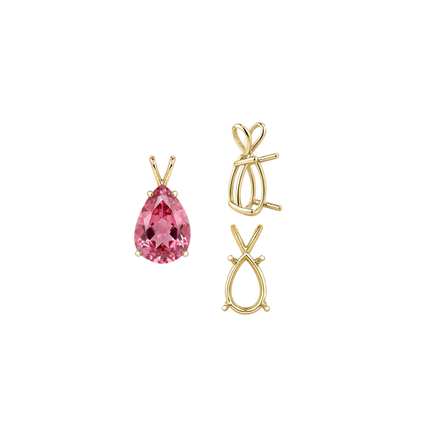 ITI NYC Pear Shape Four Prong Double Wire Pendants in 14K Gold (4.50 x 2.75 mm - 24.00 x 16.00 mm)