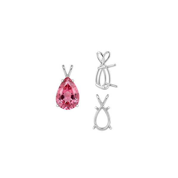 ITI NYC Pear Shape Four Prong Double Wire Pendants in Sterling Silver (5.00 x 3.00 mm - 24.00 x 16.00 mm)