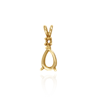 14K Gold ITI NYC Pear Shape V-End Heavy Double Wire Pendants With 1 Accent in 14K Gold (4.25 x 2.50 mm - 21.50 x 14.00 mm)