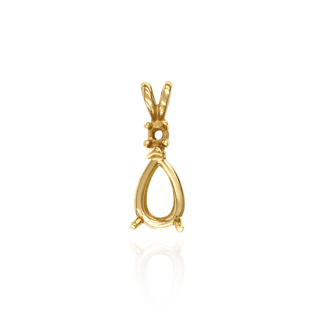14K Gold ITI NYC Pear Shape V-End Heavy Double Wire Pendants With 1 Accent in 14K Gold (4.25 x 2.50 mm - 21.50 x 14.00 mm)