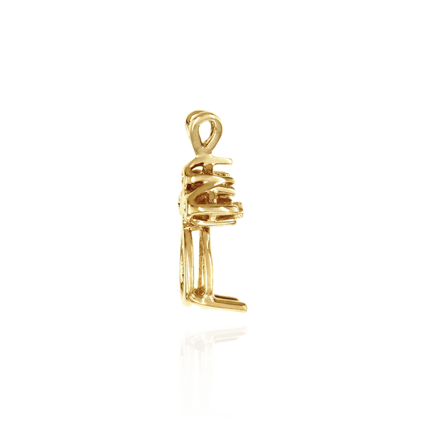 14K Gold ITI NYC Pear Shape V-End Heavy Double Wire Pendants With 3 Accents in 14K Gold (4.25 x 2.50 mm - 20.50 x 13.50 mm)